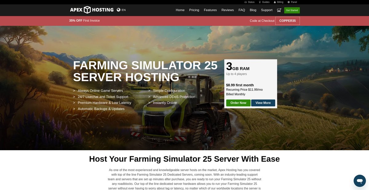 Farming Simulator 25 Server Hosting Screenshot
