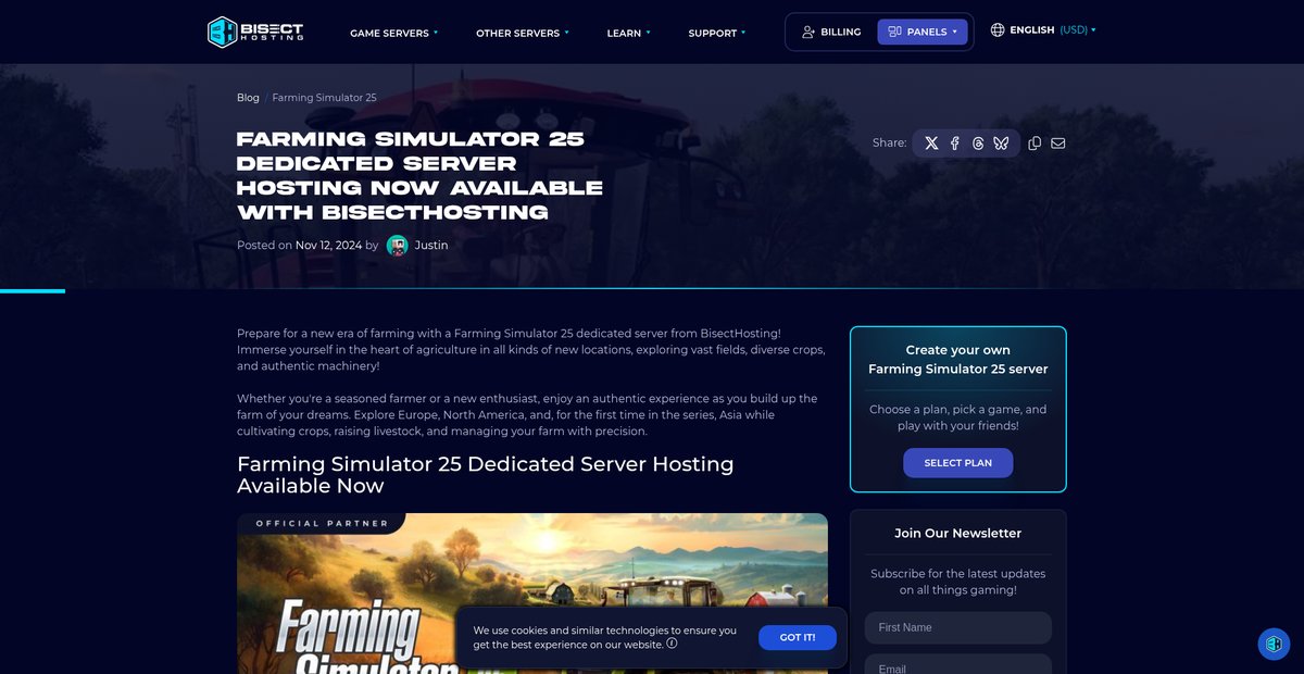 Farming Simulator 25 Dedicated Server Hosting Now Available with BisectHosting Screenshot