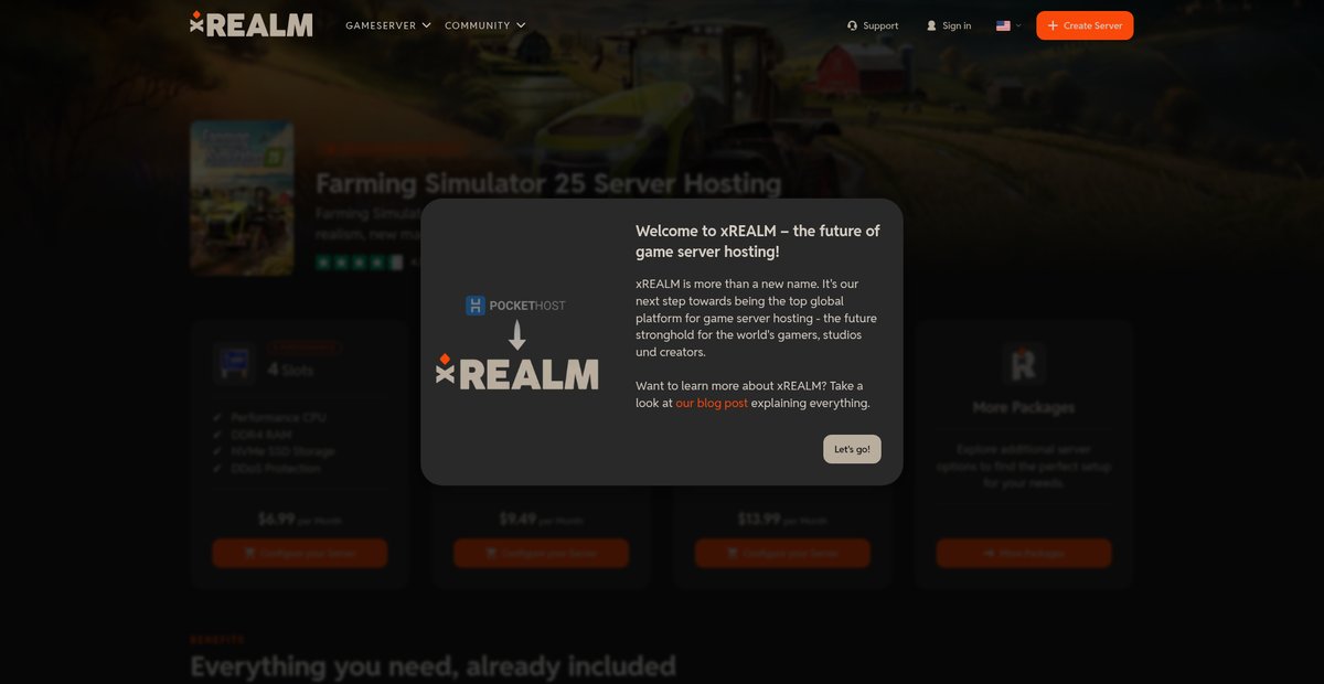 Farming Simulator 25 Server Hosting - Pockethost Screenshot