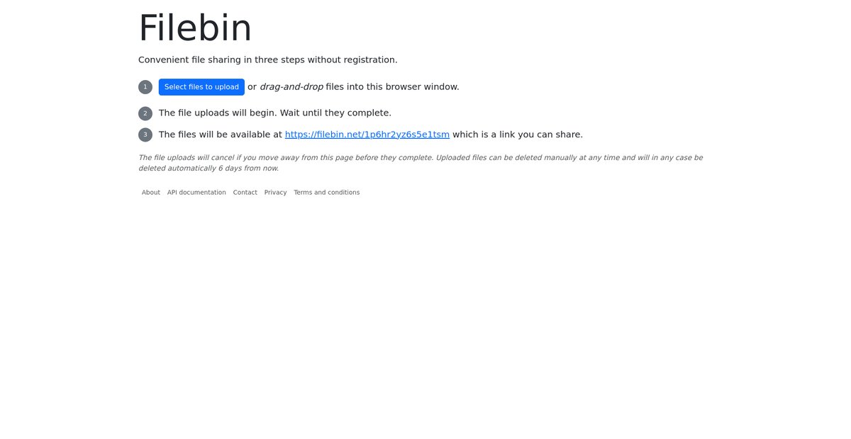 Filebin Screenshot