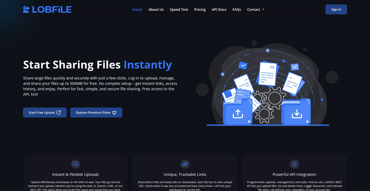 LobFile - File Hosting & Sharing Screenshot