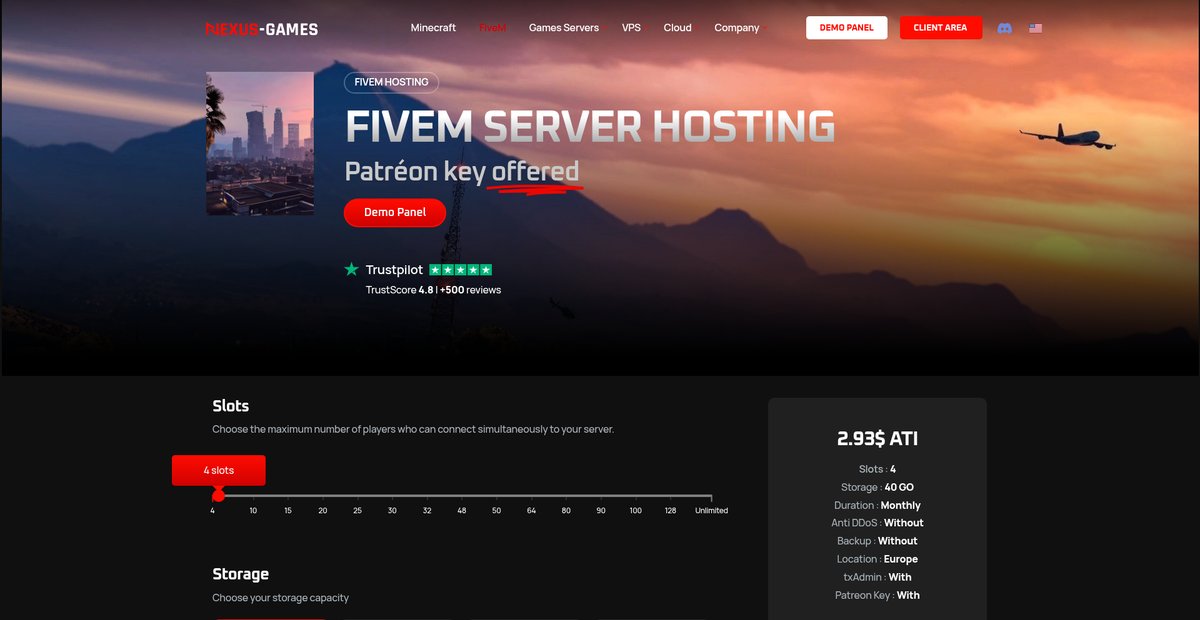 Premium FiveM server hosting - Ryzen 9 7950X3D Screenshot