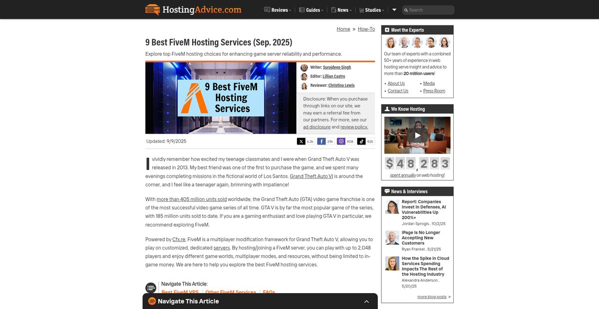 9 Best FiveM Hosting Services (Sep. 2025) Screenshot
