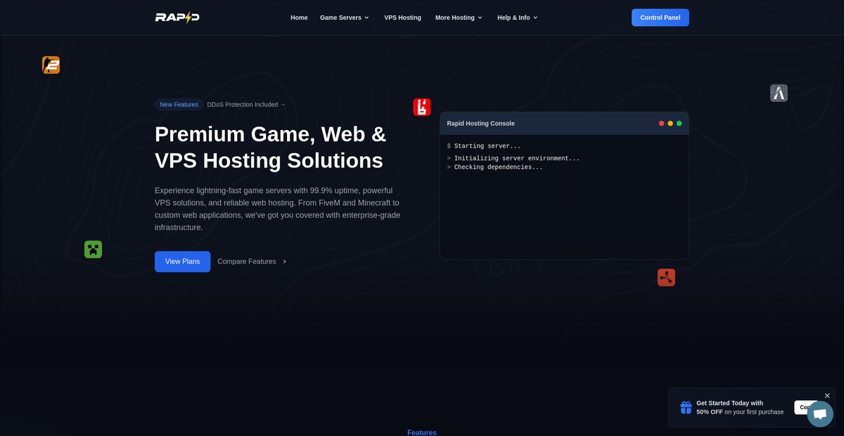 Rapid Hosting LLC - Premium Server Hosting Screenshot
