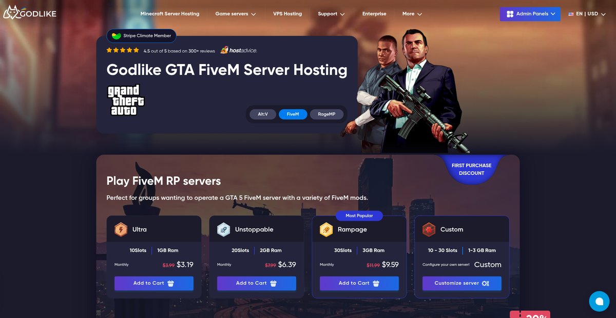 Gta FiveM Server Hosting - Godlike Screenshot