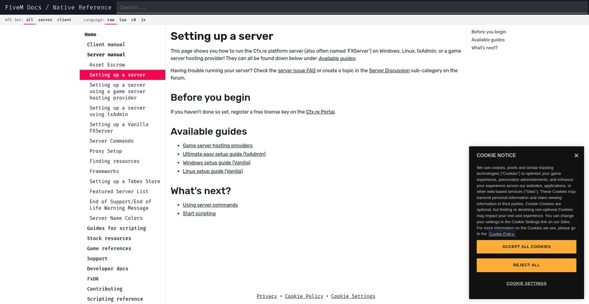 Setting up a server - Cfx.re Docs Screenshot