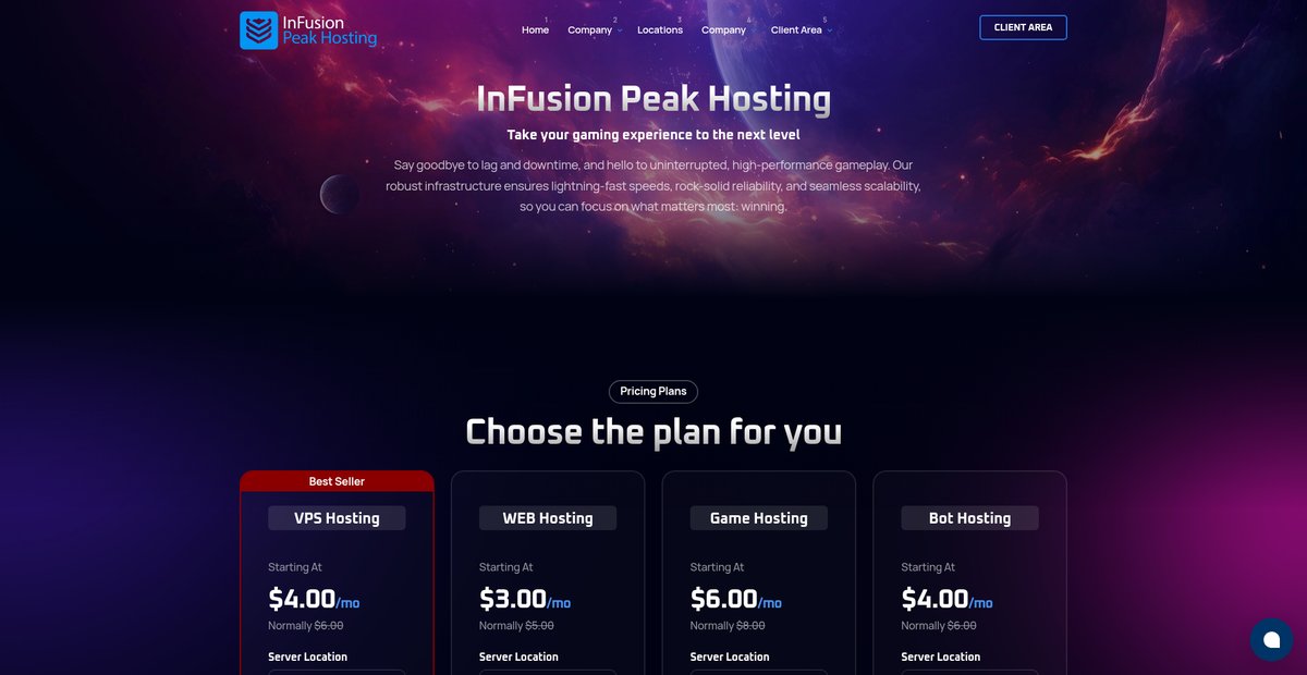 InFusion Peak Hosting Screenshot