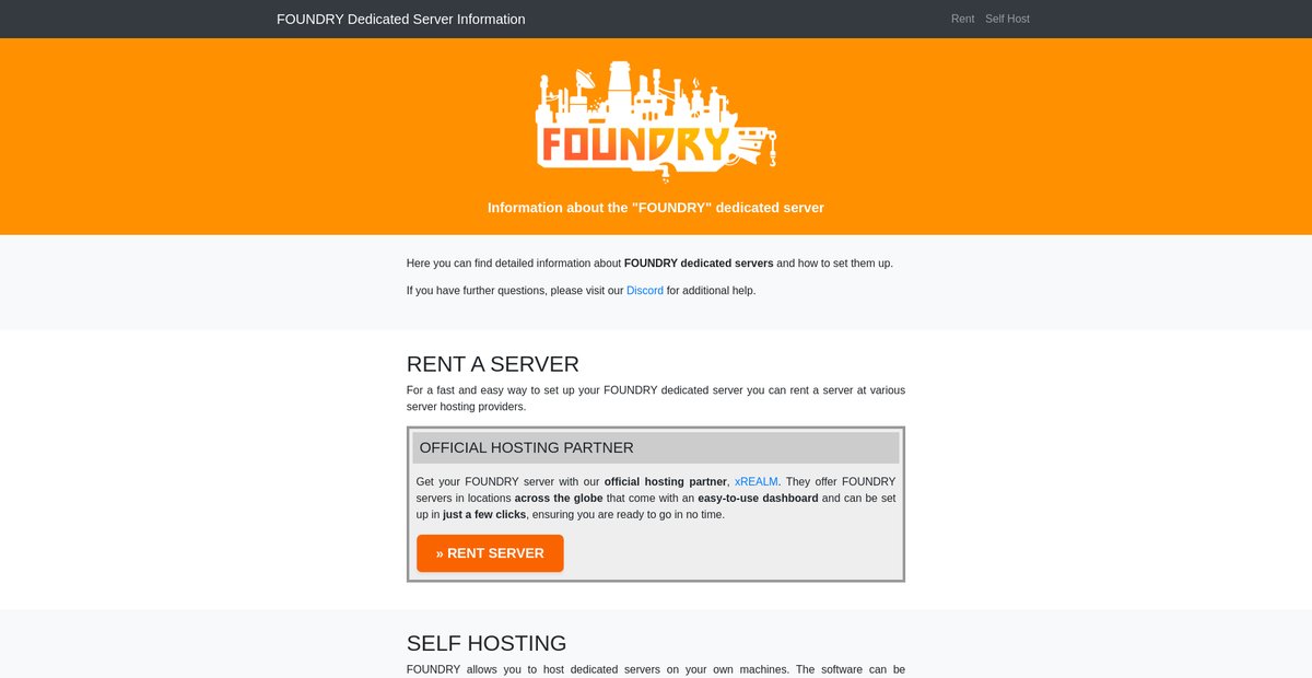FOUNDRY Dedicated Server Information Screenshot