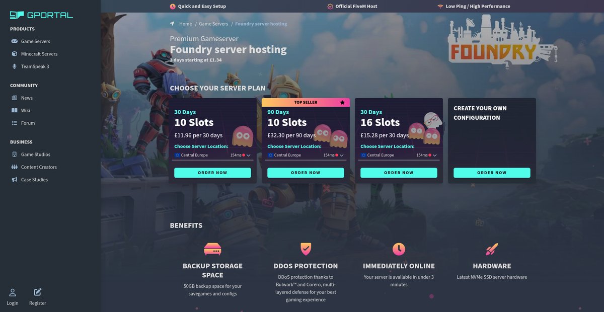 Foundry server hosting ➜ g-portal.com Screenshot