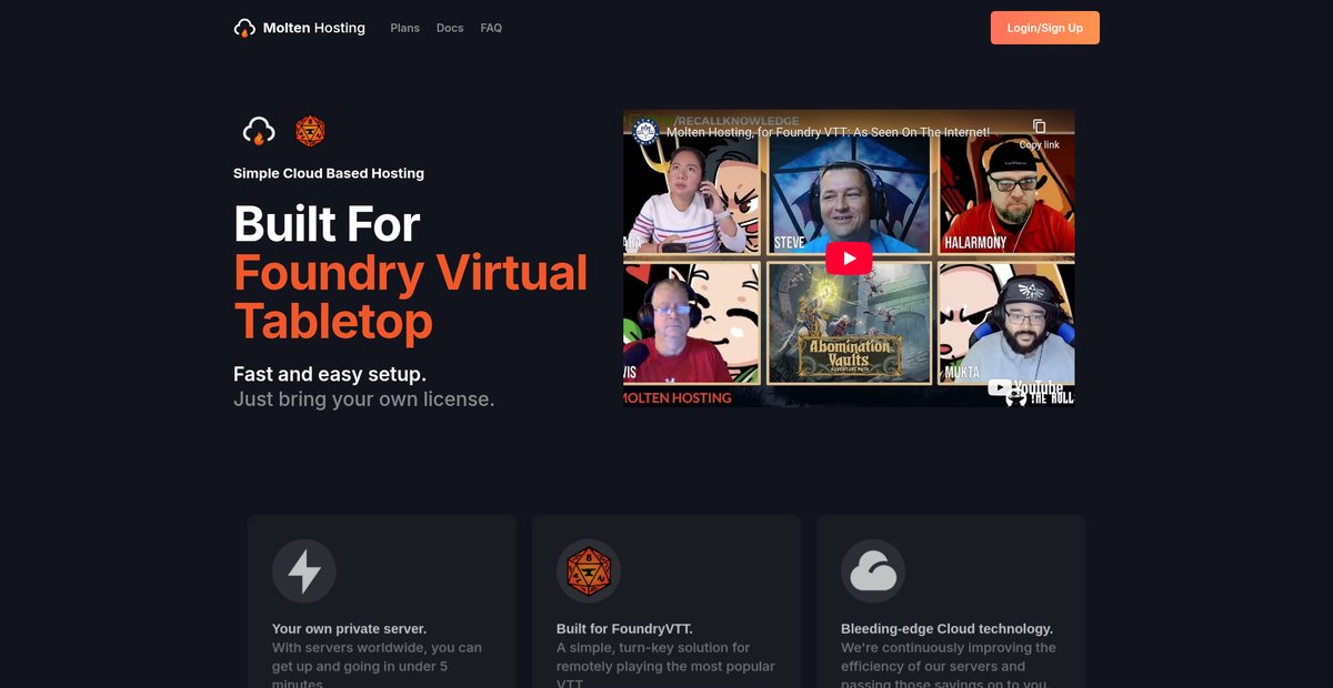 Molten Hosting: Cloud-based Hosting for FoundryVTT Screenshot