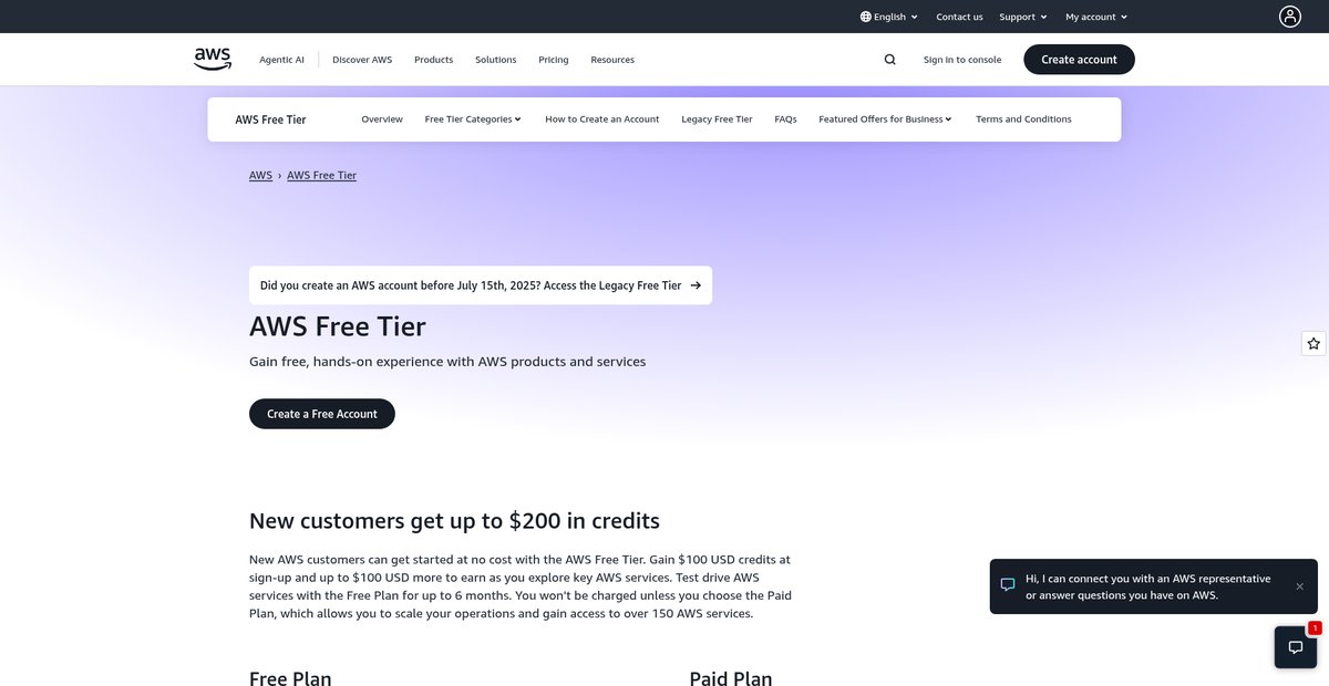 Free Cloud Computing Services - AWS Free Tier Screenshot