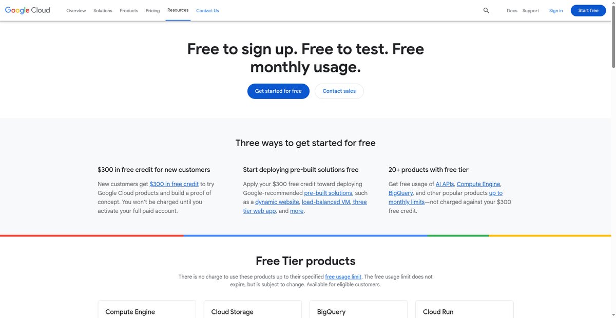 Free Trial and Free Tier Services and Products Screenshot