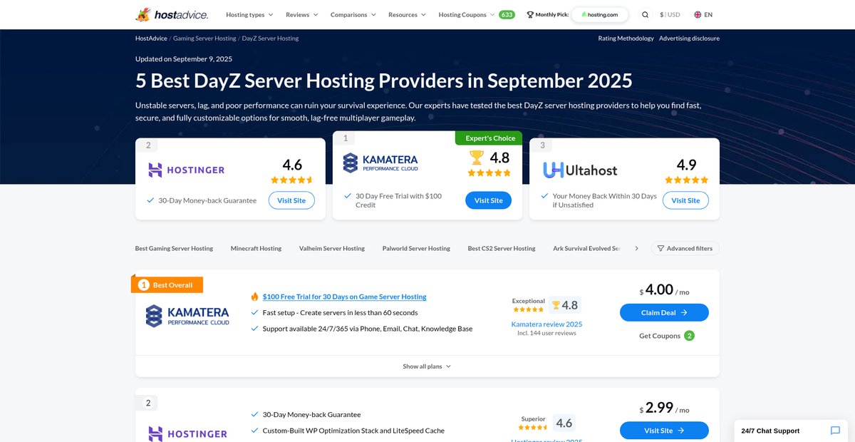 5 Best DayZ Server Hosting Providers (Sep 2025) Screenshot
