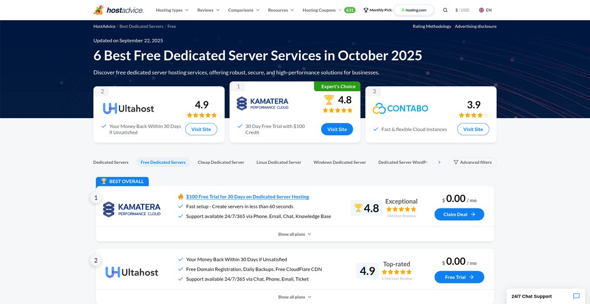 6 Best Free Dedicated Server Services (Sep 2025) Screenshot