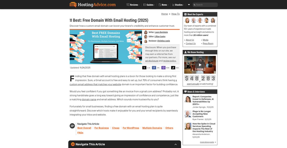 11 Best: Free Domain With Email Hosting (2025) Screenshot