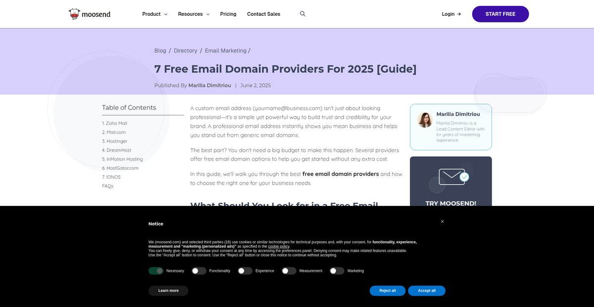 7 Free Email Domain Providers For 2025 [Guide] Screenshot