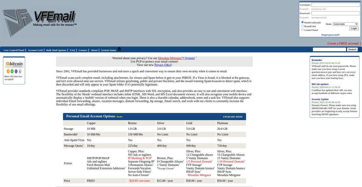 Quality Email Hosting (IMAP, Webmail, POP, SMTP) For Everyone Screenshot