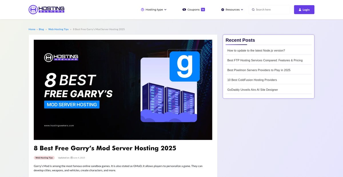8 Best Free Garry's Mod Server Hosting in 2025 Screenshot