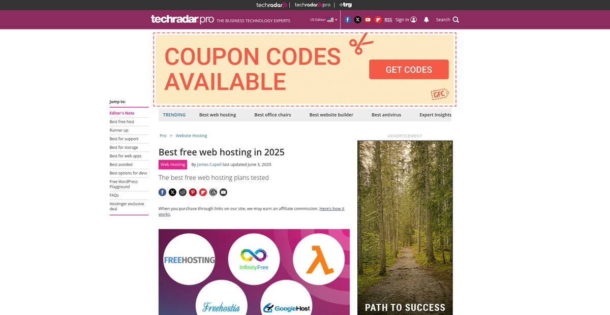 Best free web hosting in 2025 Screenshot