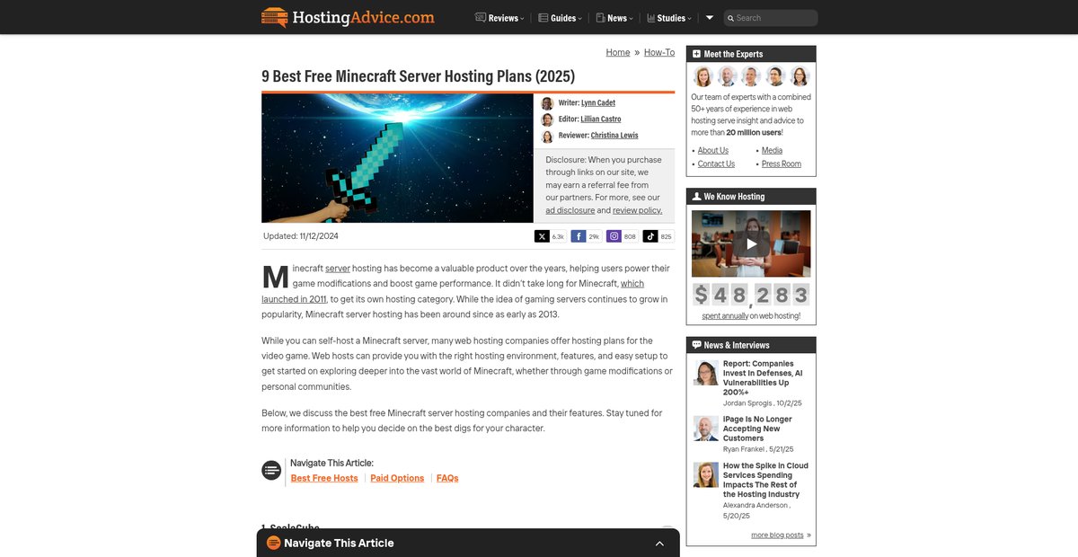 9 Best Free Minecraft Server Hosting Plans (2025) Screenshot