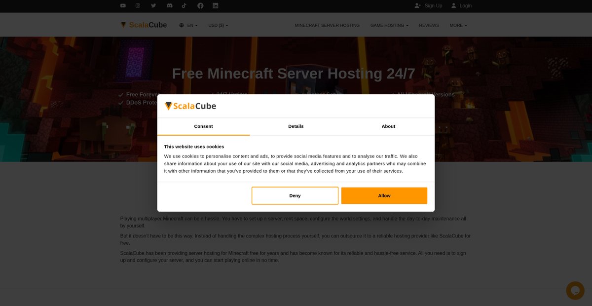 Free Minecraft Server Hosting 24/7 Screenshot