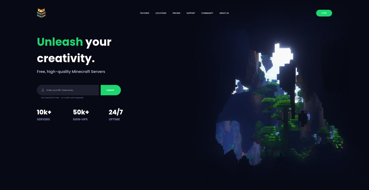 MCServerHost | Free Minecraft Server Hosting Screenshot