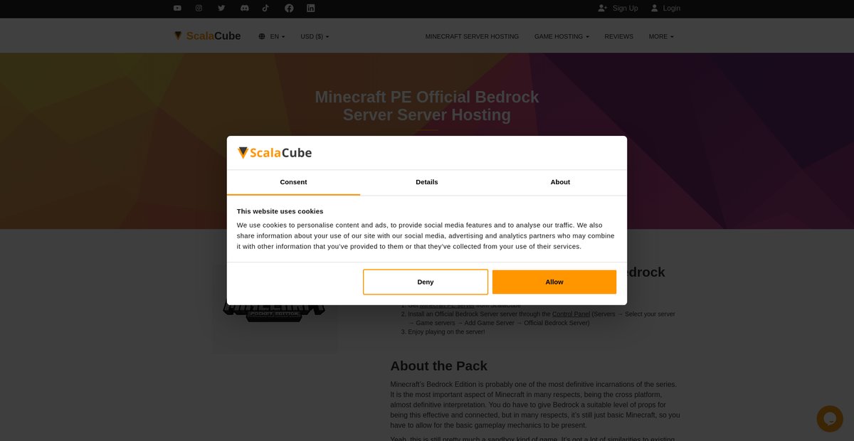 Minecraft PE Official Bedrock Server Server Hosting Screenshot