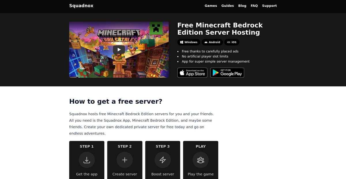 Free Minecraft Bedrock Edition Server Hosting Screenshot
