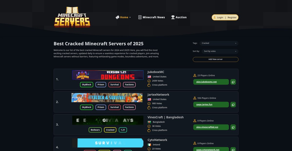 Best Cracked Minecraft Servers of 2025 Screenshot