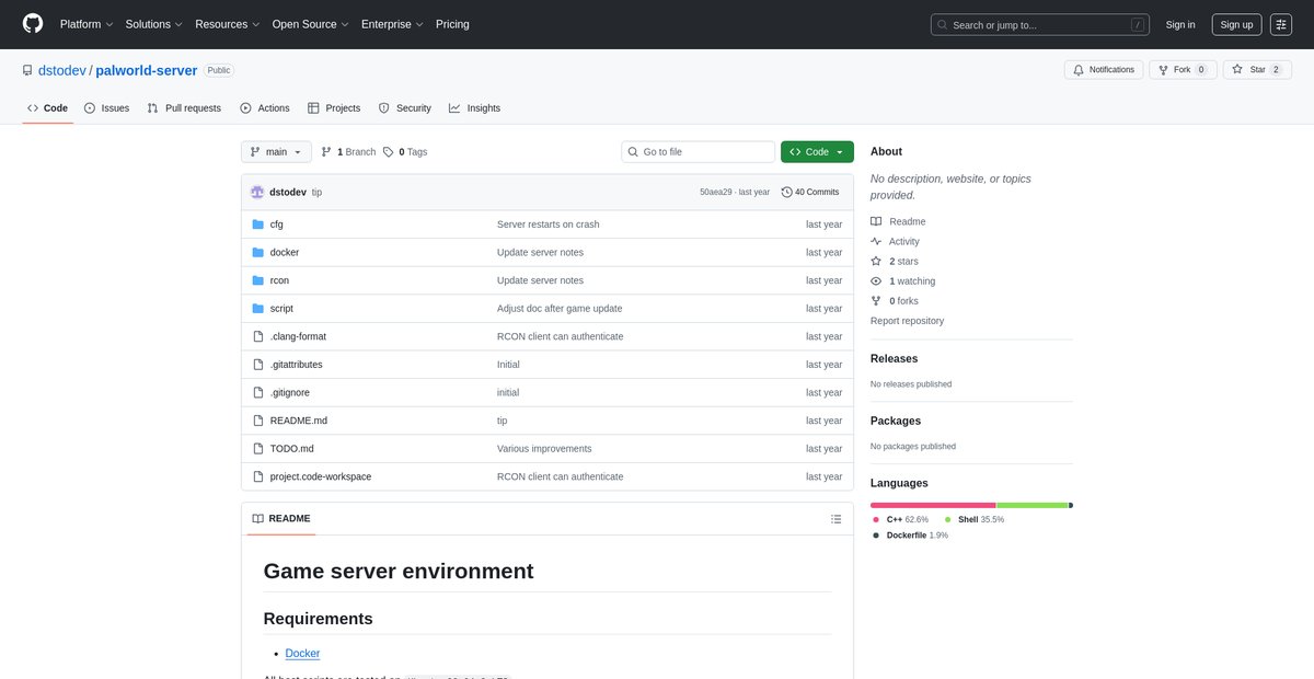 GitHub - dstodev/palworld-server Screenshot