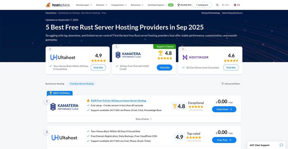 5 Best Free Rust Server Hosting Services Jul 2025 Screenshot