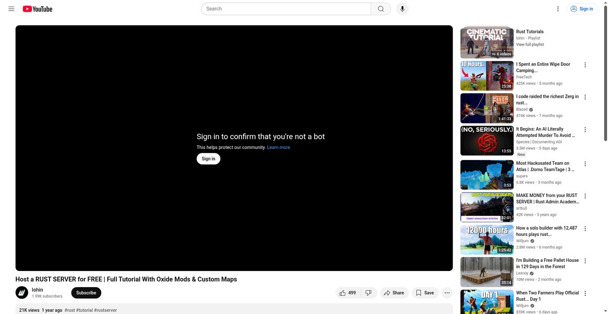 Host a RUST SERVER for FREE | Full Tutorial With Oxide ... Screenshot