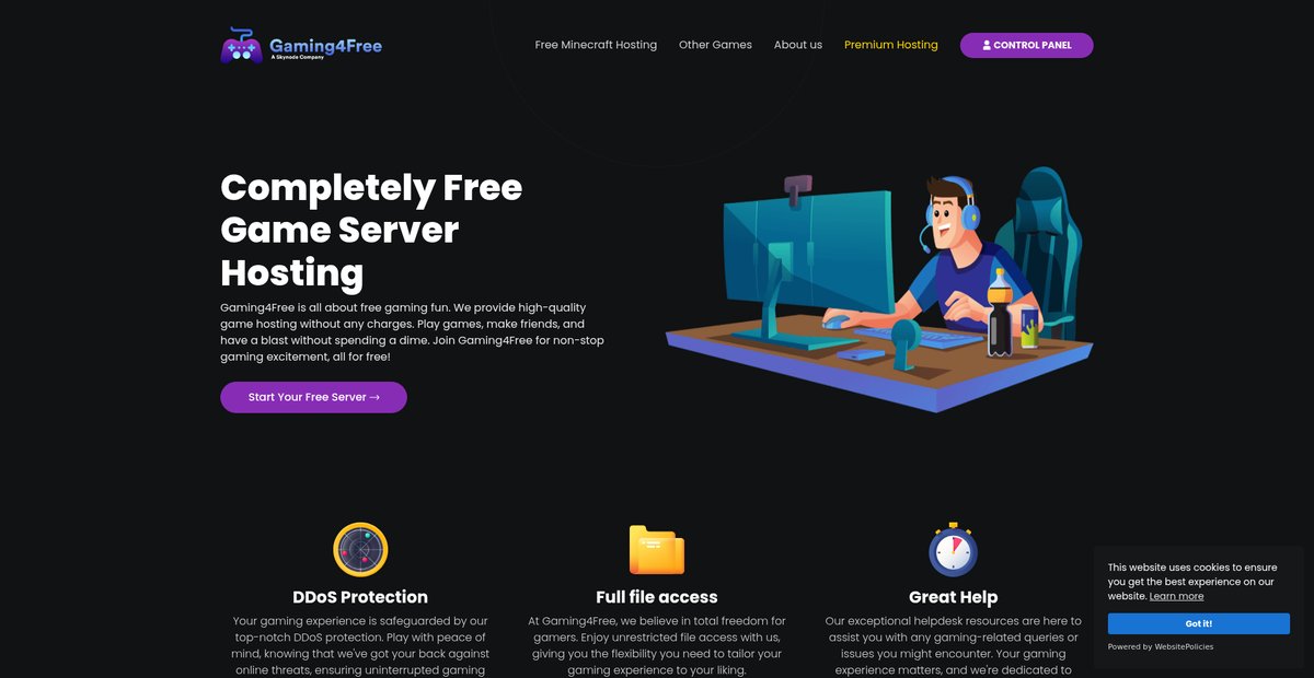 Gaming4Free - Completely Free Game Server Hosting Screenshot