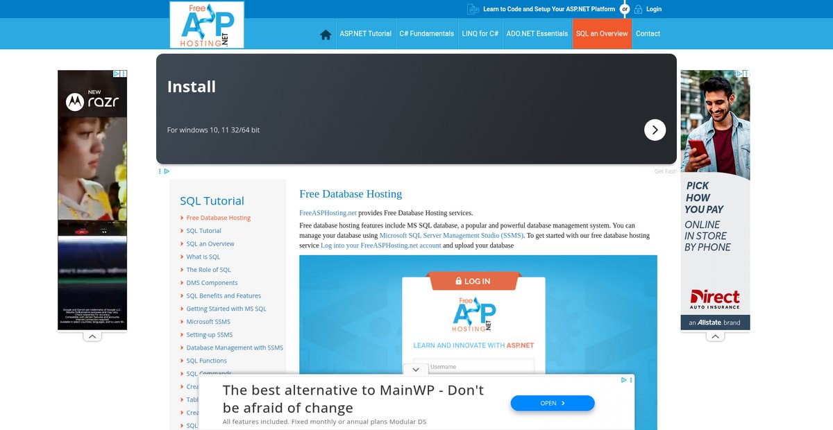Free Database Hosting Screenshot