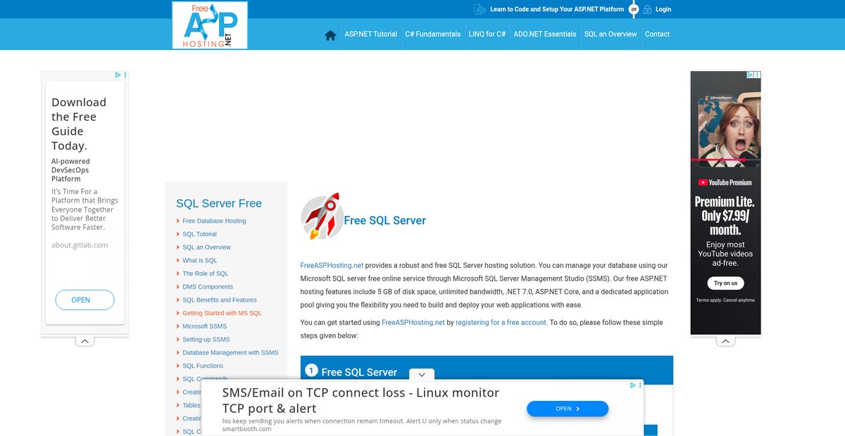 Free SQL Server - Join SQL Server Free and Access Your SQL Server Online Free Screenshot