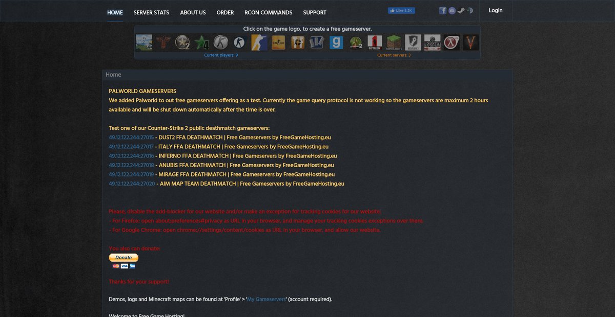 Home | Free Game Hosting Screenshot