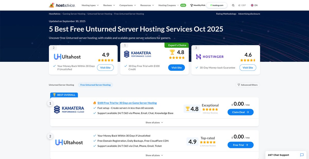 5 Best Free Unturned Server Hosting Services May 2025 Screenshot