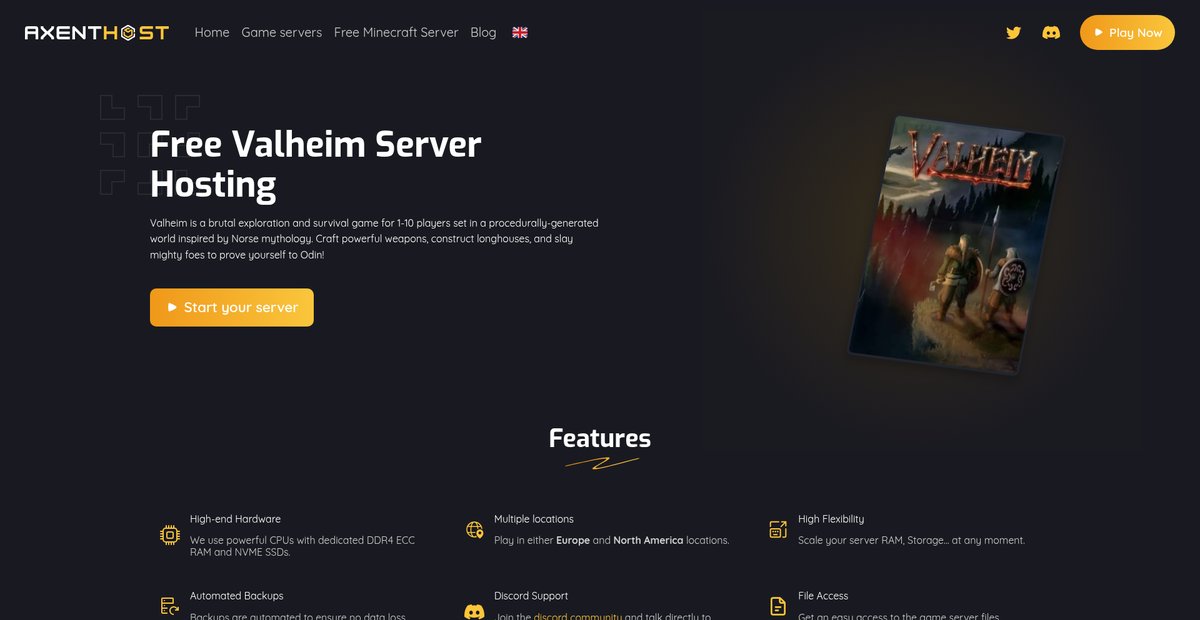 Free Valheim Server Hosting Screenshot