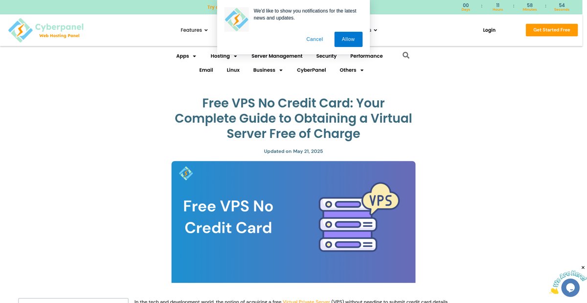 Free VPS No Credit Card | Try VPS Hosting with No Payment Screenshot