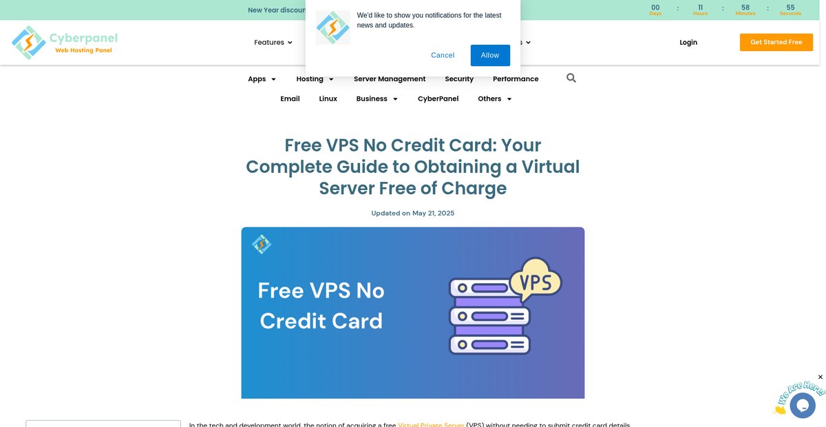 Free VPS No Credit Card | Try VPS Hosting with No Payment Screenshot