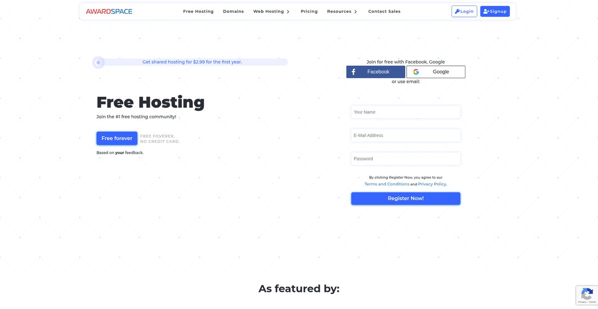 Free Hosting Screenshot