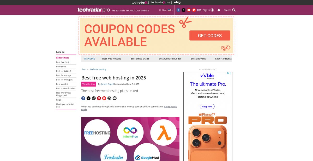 Best free web hosting in 2025 Screenshot