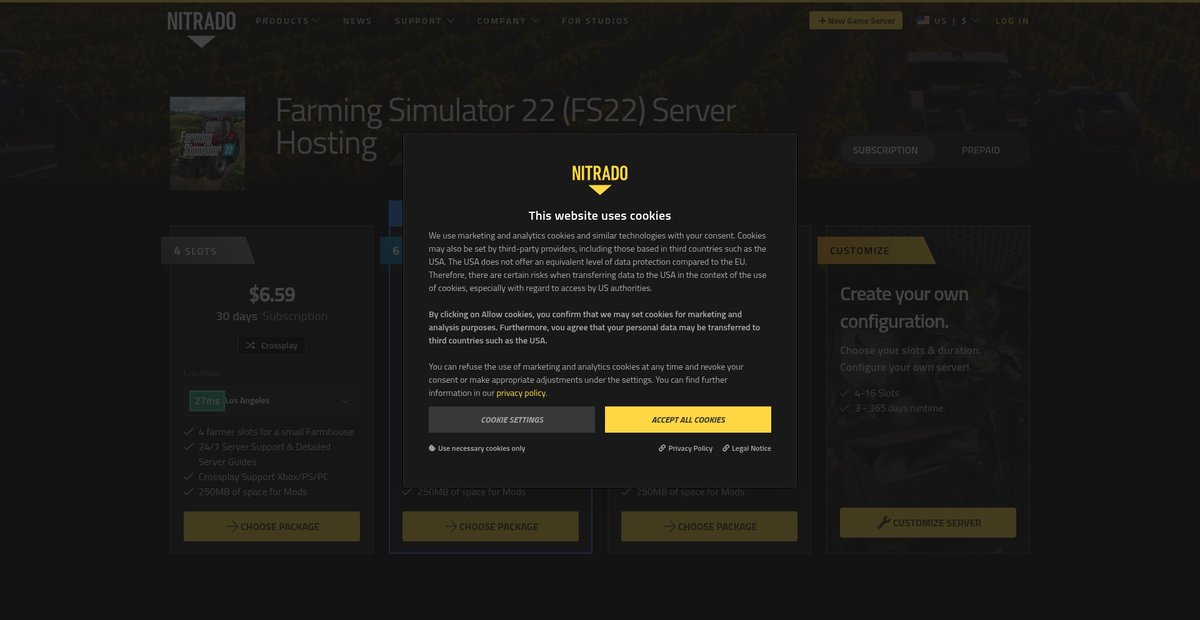 Farming Simulator 22 Server Hosting - FS 22 DLC Support Screenshot