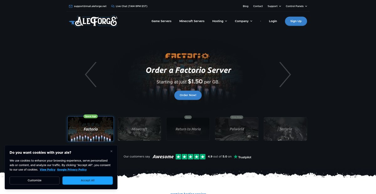Game Server, Discord Bot, and Web Hosting Provider | AleForge Screenshot