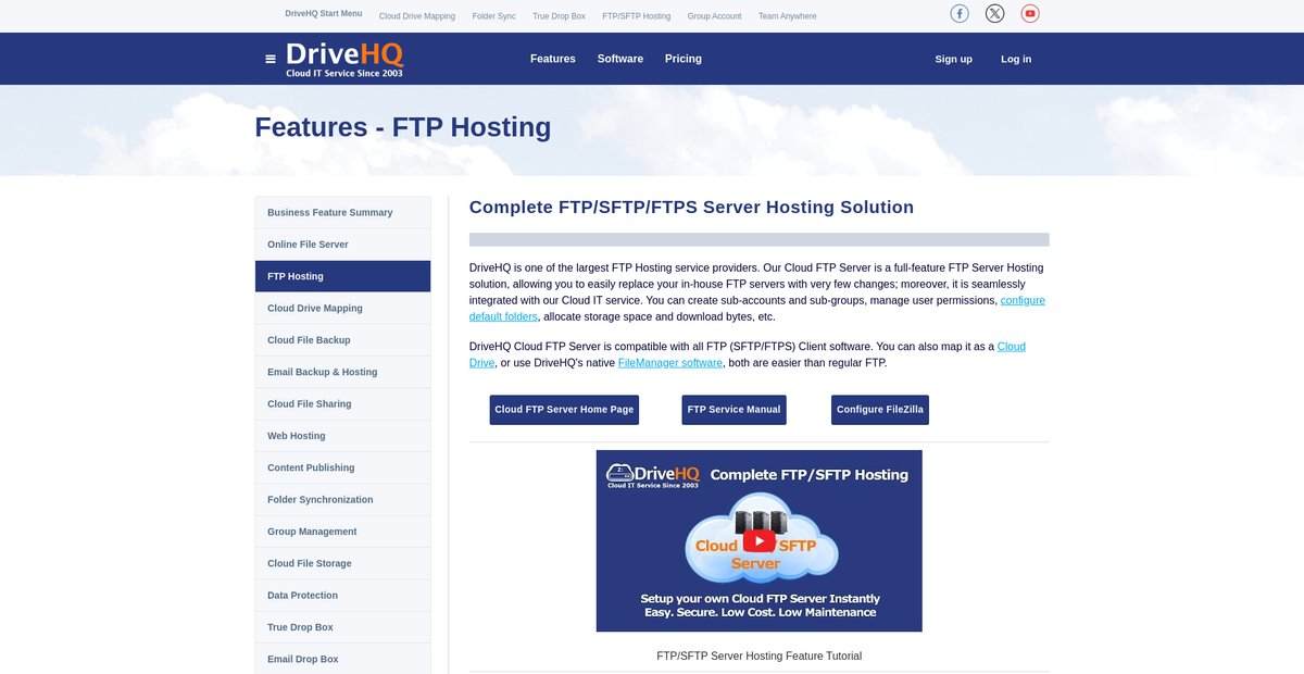 Cloud FTP hosting service: free FTP server, FTP client ... Screenshot