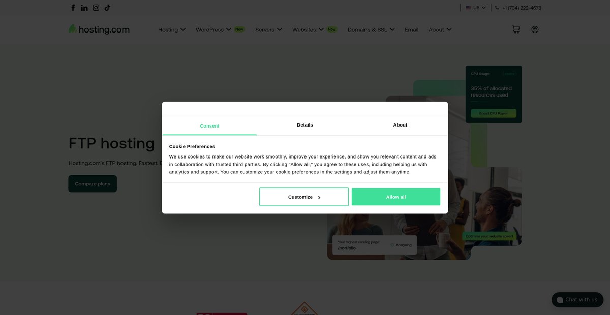 Fast, Reliable FTP Hosting Services Screenshot