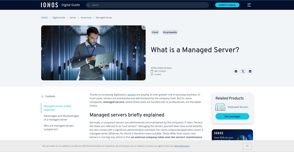 Managed Server Hosting | Cheap & Secure | IONOS Screenshot