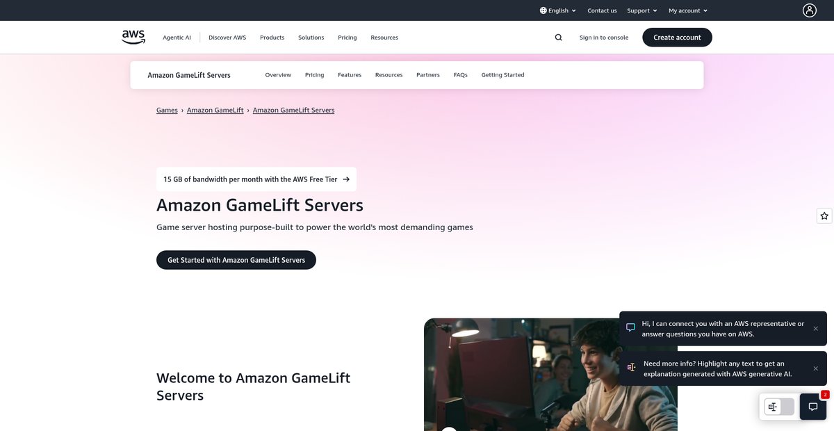 Dedicated Game Server Hosting - Amazon GameLift - AWS Screenshot
