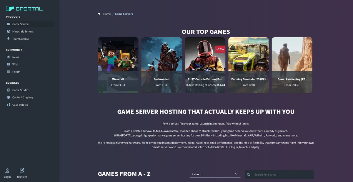 GPORTAL Premium Game Server Hosting Screenshot
