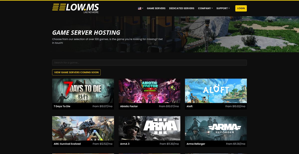 Game Server Hosting Screenshot